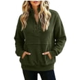 thumbnail image 3 of Tqcoqu Women's Corduroy Buttoned Stand Collar Sweatshirt,Oversized Long Sleeve Casual Tops with Kangaroo Pocket,2026 Fall WinterTrendy Clothes,Army Green Women's S-XXL, 3 of 9