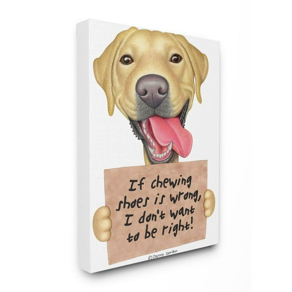 Stupell Industries Labrador Bad Dog Humor Chewing Shoes Pet Sign Canvas Wall Art Design by Danny Gordan, 24" x 30"