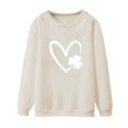 thumbnail image 4 of New & Trending!FUNUONY St Patricks Day Shirt Women's Fashionable Round Neck Casual Print Top Sweatshirt Beige L, 4 of 4