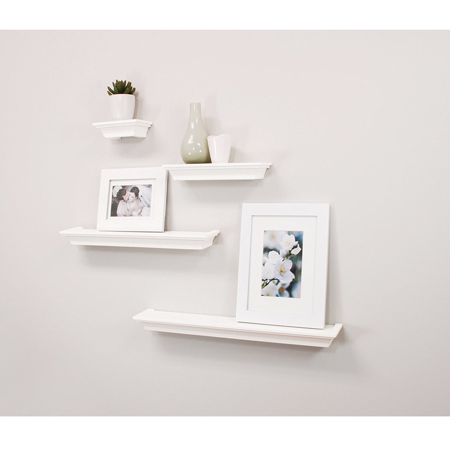 Home Décor 12, 16, 20Inch Long White Shelf for Wall Set of 3 Wall Mount