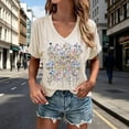 thumbnail image 2 of DHFJKG Floral Graphic Tees For Women V Neck Relaxed Fit Short Sleeve T Shirt Summer Casual Daily Wear Comfy Tops, 2 of 4
