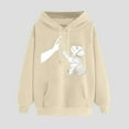 thumbnail image 2 of Oalirro Beige Womens Long Sleeve Drawstring Hoodies Fall Winter Pullover Valentine's Day Gift for Her, 2 of 6