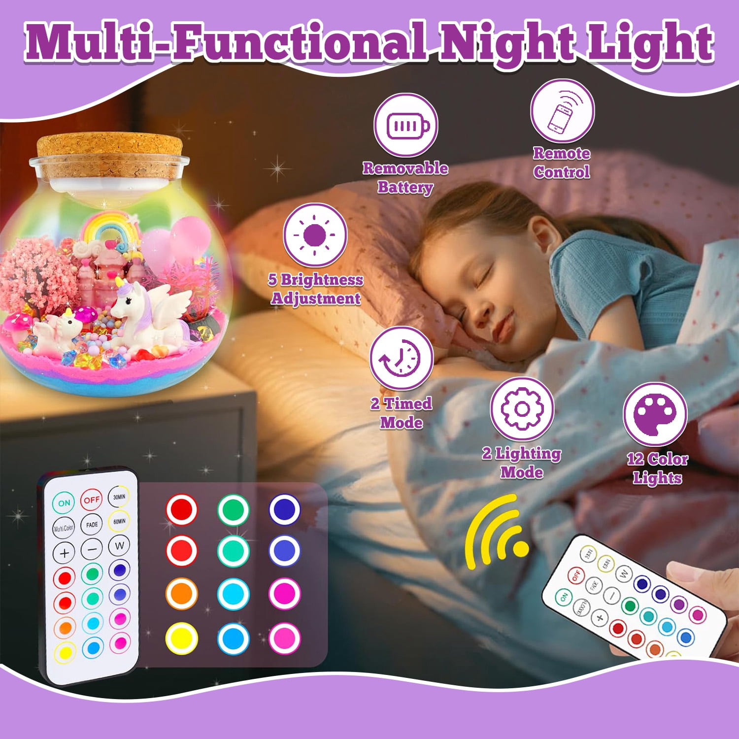 Crafts Kit for Kids Toys for Girls 3-6 Years, LED Night Light Up & Remote, Birthday Gifts Toys for Girls Ages 3 4 5 6 7 8 9 Year Old, Christmas Gifts for Girls