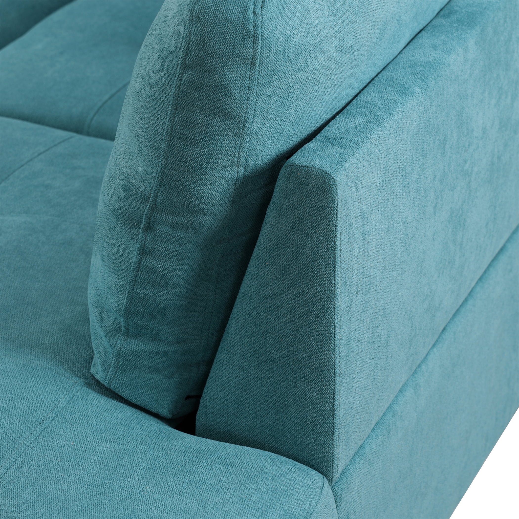Aukfa 97" Classic Sectional Sofa 4 Seat L shape Couch with Oversized Right Chaise for Living Room, 2Pillows, Linen, Aqua Blue