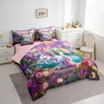thumbnail image 3 of Erosebridal Cartoon Unicorn Bed in a Bag Queen Size,Rainbow Floral River Bed Set,Fairy Castle Bedding Queen Size For Princess,Breathable Room Decor Reversible,7 Pieces, 3 of 7