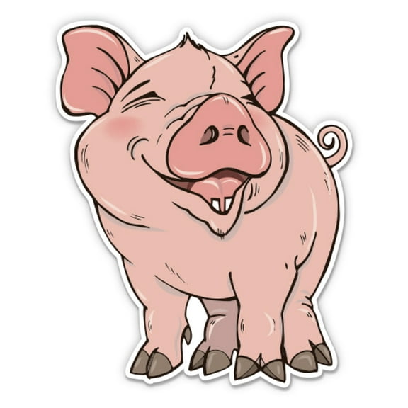 Funny Cute Pig - 3" Vinyl Sticker - For Car Laptop Water Bottle Phone - Waterproof Decal