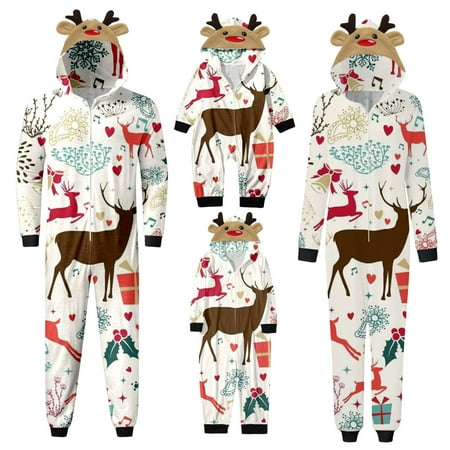 

Daznico Christmas Pjs for Family Baby s Christmas Deerr Print Soft Long Sleeve Hoodie Jumpsuits Romper Sleeper Holiday Family Matching Pajamas Family Christmas Pajamas Matching Sets(Size:Baby: 6M)
