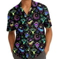 thumbnail image 5 of Men's Mushroom Neon Hawaiian Shirt, Cute Mushroom Galaxy Short Sleeve Button Down Shirt for Men, 5 of 7