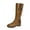Brown, variant on eczipvz Womens Shoes Ladies Vintage Solid Color Leather Top Boots Side Zip Belt Buckle Flat Fashion Wide Calf Knee High Pairs Boots for Women Black,Size 8