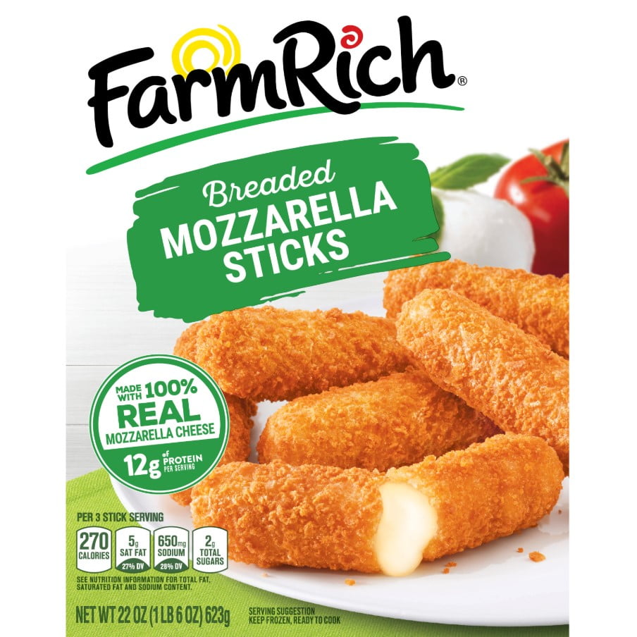 Farm Rich Breaded Mozzarella Cheese Sticks, 22 oz (Frozen Snacks and Appetizers)