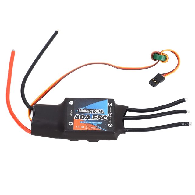 Controlador de velocidad eléctrico bidireccional sin escobillas ESC de 80 A, 5 V, 3 A, Plug and Play, para coche RC, barco, propulsor submarino, color negro