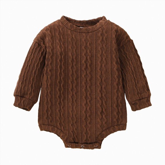 YIWULA Infant Baby Sweater Romper Baby Girl Boy Knitted Sweatshirt Pullover Tops Fall Winter Clothes(9-12 Months,Brown)