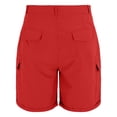thumbnail image 5 of Shorts for Women BWASD Summer High Waisted Button Shorts with Pockets Solid Color Casual Beach Vacation Clothes Loose Cargo Pants for Hiking Workout (Red,S), 5 of 6