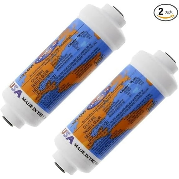 IPW Industries Inc-Omnipure - (K2340-JJ) - 6" x 2" T40 GAC Coconut Carbon Inline Filter 1/4" OD Quick Connect/Two Pack
