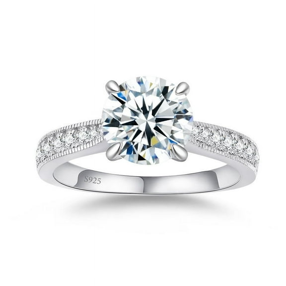 Aurora&Fiori 1.5CT Moissanite Engagement Rings for Women,D color VVS1 Round Promise Wedding Ring 18K White Gold Plated S925 Sterling Silver
