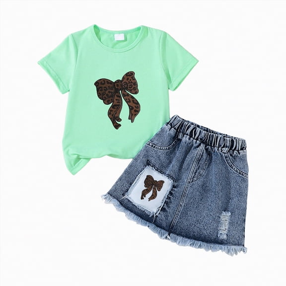 ZHANGDER Toddler Baby Girl Summer Clothes 1T 2T 3T 4T 5T T-Shirts Shorts Clothing Set Ribbed Knit Cute Summer Short Set 2 Pieces Shorts Set, Green 2-3T