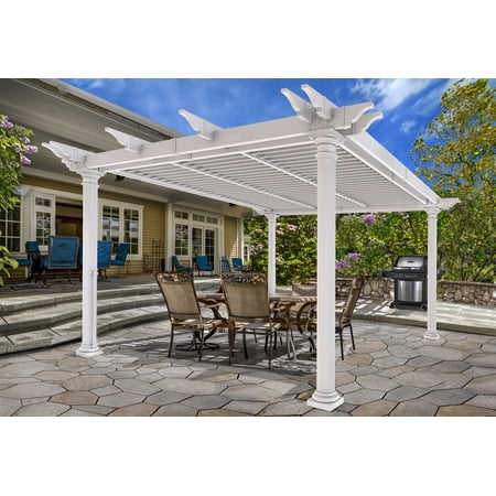 Vita Aberdeen 12 ft x 12 ft x 8 ft White Vinyl Louvered Pergola, VA42094