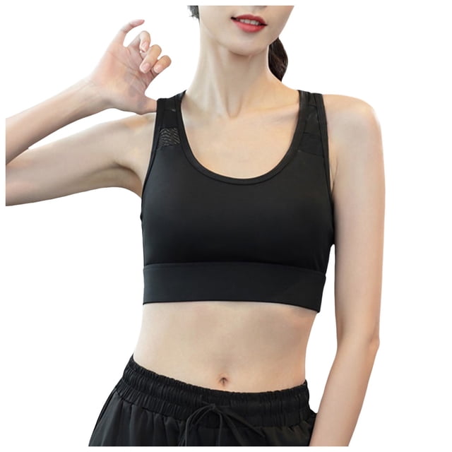 2DXuixsh Sports Bras for Women Full Coverage Plus Size Lifting Bra High Impact Sports Bras for Women Padded Workout Bras Racerback Bras Yoga Bras Black Size L