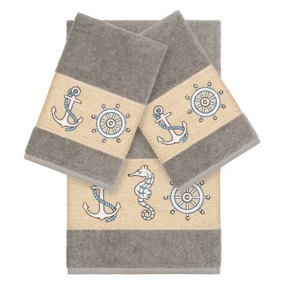 Linum Home Textiles Easton Turkish Cotton Embellished Towel Set