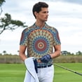 thumbnail image 4 of Daiia Round Mandala Pattern Men’s Polo Shirts,Solid Deck Shirt,Classic Fit, Breathable Cotton Polo for Casual and Sport Wear-Large, 4 of 7