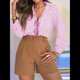 thumbnail image 4 of Camisas A Rayas con Botones para Mujer, Camisas de Vestir, Camisas Informales de Larga con Cuello y Bolsillo para Oficina. Rosa L, 4 of 8