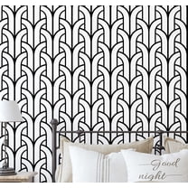 S4sassy Removable Contemporary Black Wall Decor, Art Deco Fountain Print Textured Contact Paper for Walls, Cabinets, Dresser, Self Adhesive Vinyl Wallpaper Roll, Waterproof Contact Paper - 25"x120"