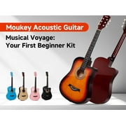 Moukey Guitar for Beginner 38 Starter Acoustic Guitars Kits with Gig Bag, Strap and Pick, Blue, EAG-100