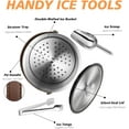 thumbnail image 6 of 3L Large Ice Bucket with Lid, Scoop, Ice Tong, Strainer & Leather Handle Keep Ice Frozen Longer Large Wine Ice Buckets for Parties,Cocktail Bar, Chilling Beer Champagne, Dark Brown Handle 3L, 6 of 16