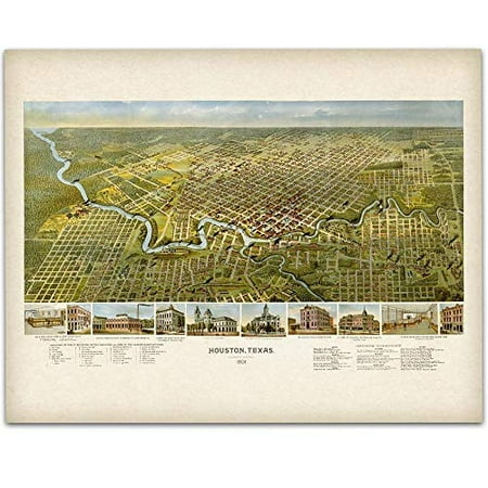 Houston Texas City Map 1891 Art Print 11x14 Unframed Houston Texas City Map 1891 Art Print 11x14 Unframed Great Home Decor