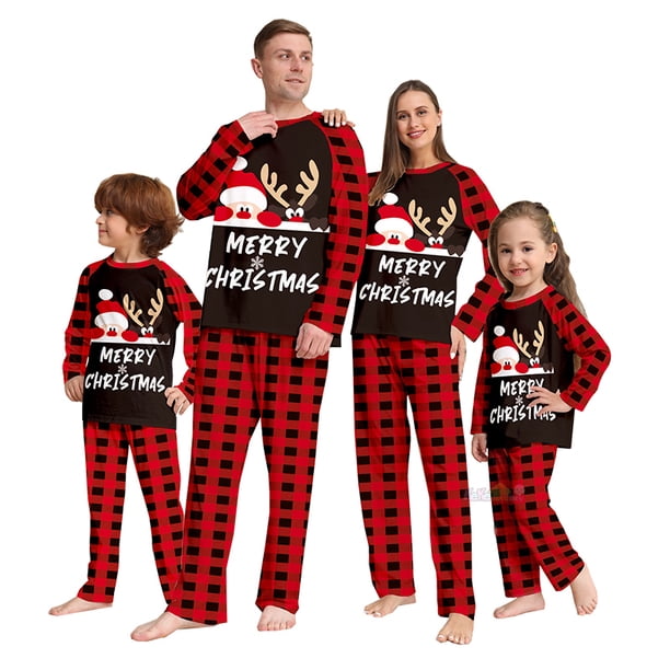 Conjuntos navideños familiares Pijamas a juego 2024 Alce Adultos Niños Look madre hija Pijamas Ropa de estar por casa para niños Pijamas Ropa
