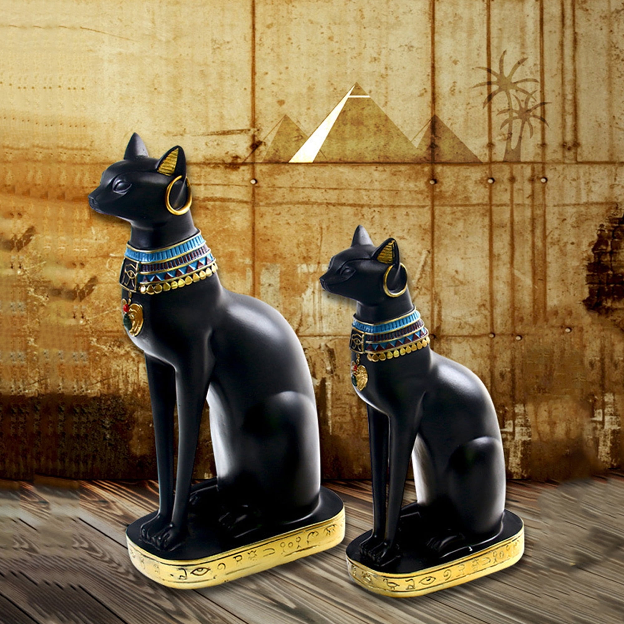 Decorative Black Freestanding Egyptian Resin Goddess Cat Statue Sculpture,9-Inch 