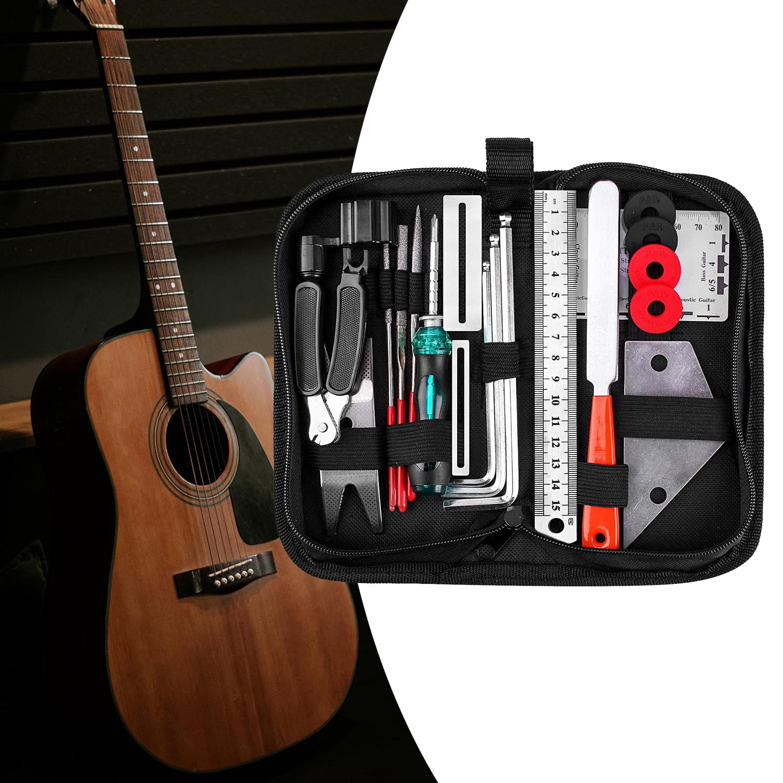 LeeQinersw Guitar Tool Kits String files Leveling Tool Set 20Pcs Installation Tool Guitar Maintenance Kits for Electric Guitar Mandolin