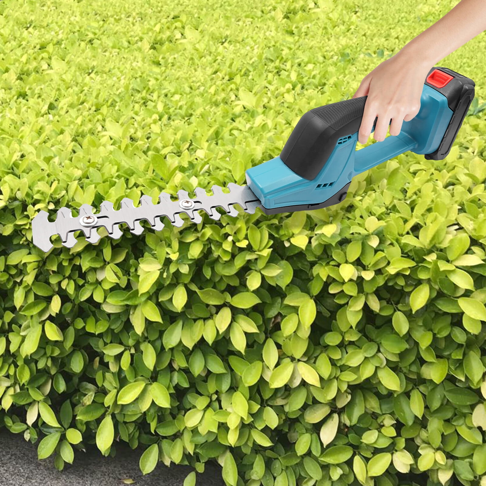 ToppiJoy 2-in-1 Hedge Cordless Grass Shears, Trimmer & Grass Trimmer, 21V Electric Hedge Trimmer with 2Pcs Rechargeable 1.5Ah Battery and Charger for Garden Yard Lawn