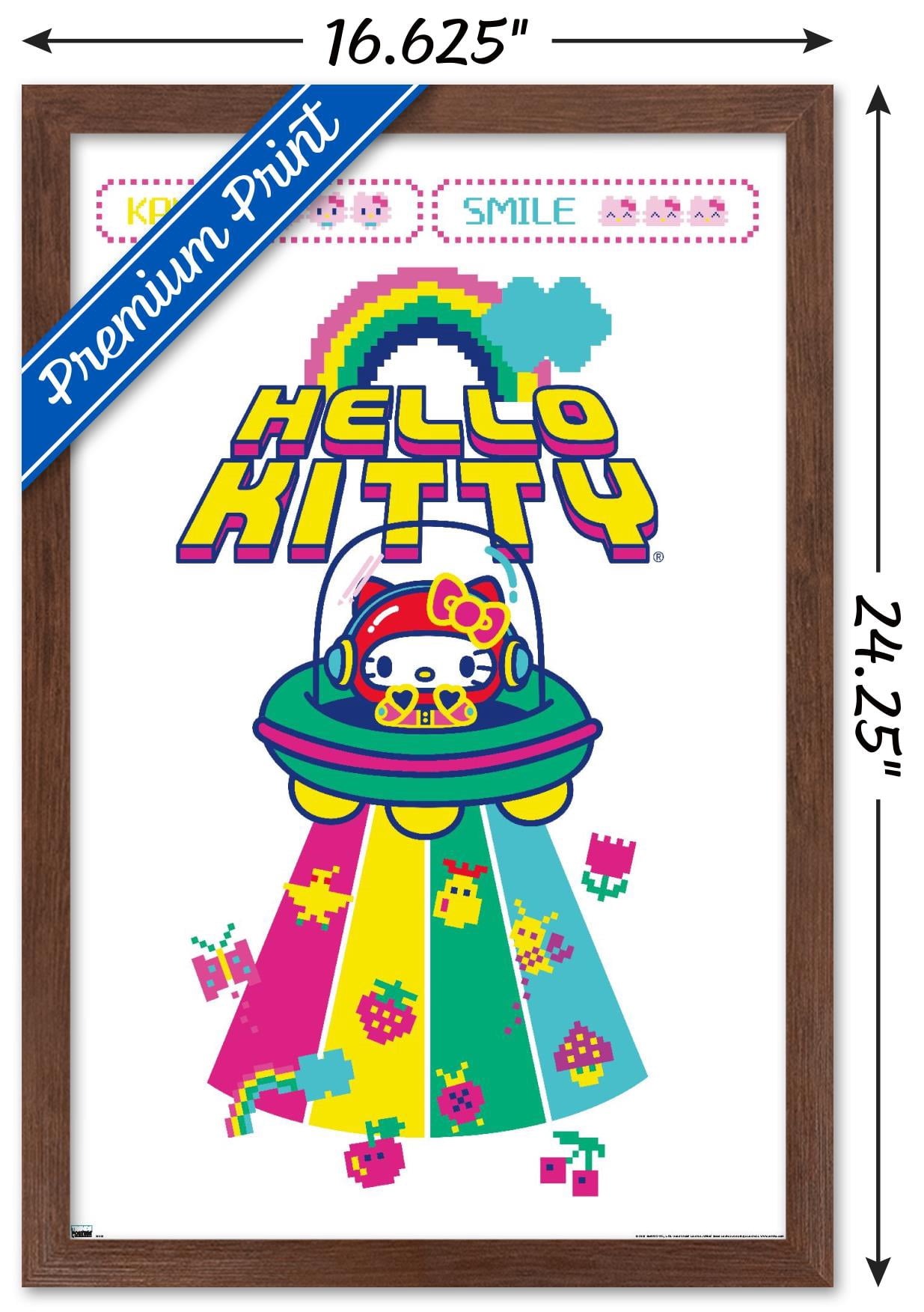 Hello Kitty - Kawaii Alien Wall Poster, 14.725" x 22.375" Framed