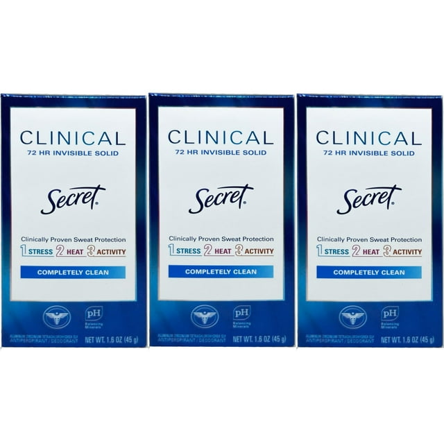 Desodorante Secret Clinical Strength Invisible Solid, 48 horas, 3 x 45 ml