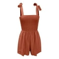 thumbnail image 4 of biudgviw Rompers for Women Tie Knot Strap Square Neck Short Jumpsuits Trendy Smocked Wide Leg Summer Beach Vacation Outfits, 4 of 6