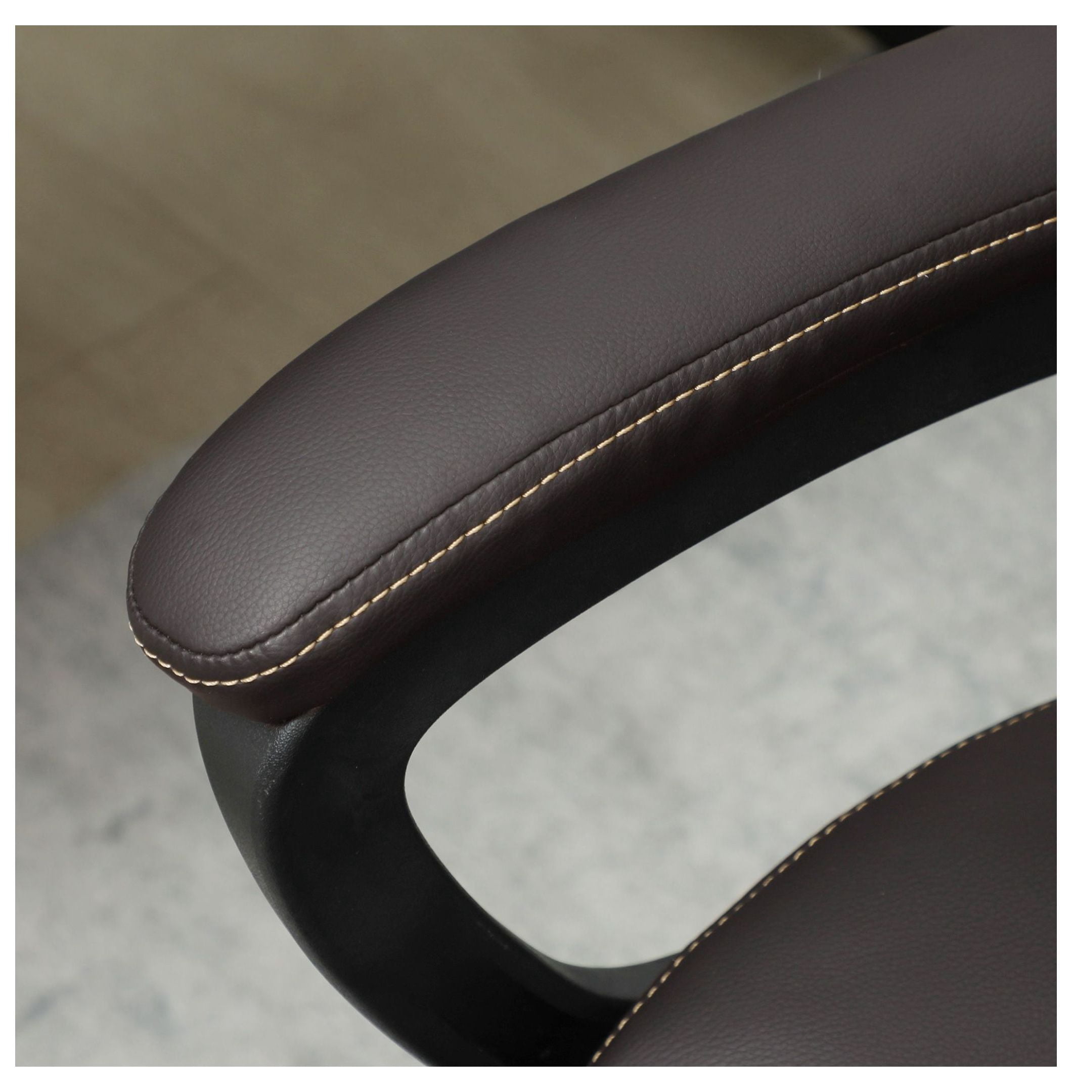 Ergonomic Office Chair, PU Leather Desk Chair Adjustable Height Swivel Executive Chair, High Back Computer Chair for Home Office, Dark Brown