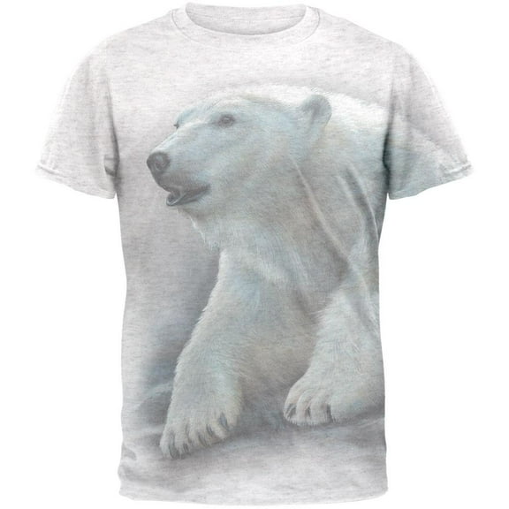 Polar Bear All Over Heather White Adult T-Shirt - Small