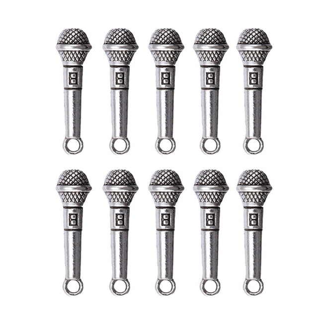 EeaseMX Mini micrófono de aleación de 10 piezas, modelo de micrófonos falsos, accesorios de casa de muñecas