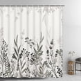 thumbnail image 2 of Black and Grey Shower Curtain Grey and White Shower Curtain, Rustic Watercolor Floral Bathroom Curtain with 12 Hooks, Waterproof Black and White Floral Shower Curtains for Bathroom, 2 of 6