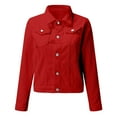 thumbnail image 4 of Women's Denim Jacket Button Up Long Sleeve Basic Trendy Cropped Jean Jackets Casual Solid Color Shacket Outerwear with Pockets, 4 of 5