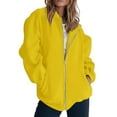 thumbnail image 2 of BODOAO Womens Zip Up Sweatshirts Jackets Long Sleeve Casual Loose Outwear with Pockets 2025 Lightweight Comfort Soft Plus Size Jackets Yellow M, 2 of 8