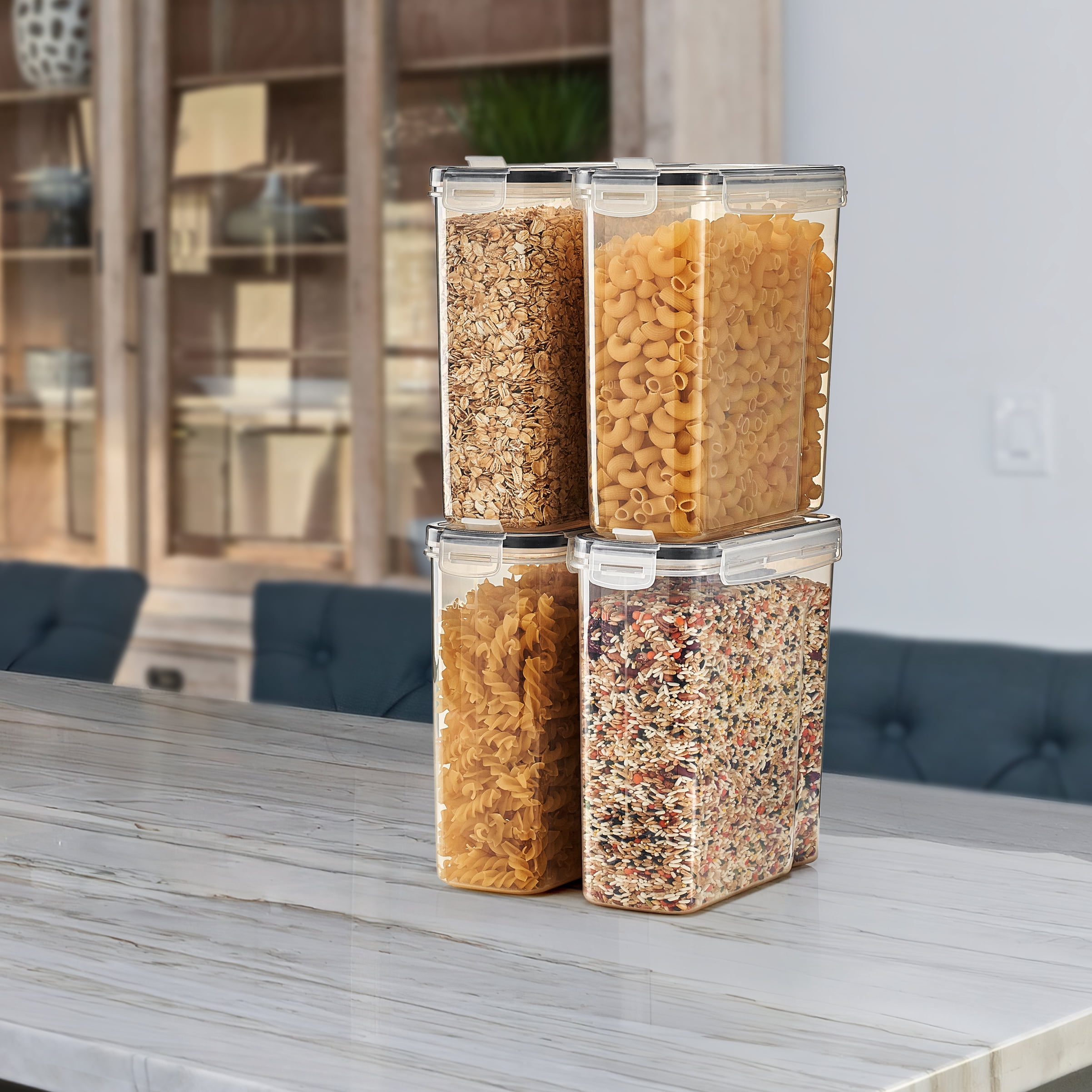 Sorbus 4 Pack Airtight Food Storage Dispenser Set for Beans, Pasta, Cereals, and More, (2L/8.4 Cups)