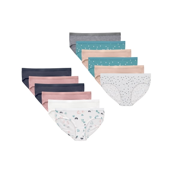 Hanes Girls' Underwear Hipsters, 12-Pack, Stretch-Cottton, Breathable Assorted 16