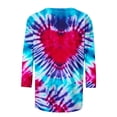 thumbnail image 4 of BLVB Tie Dye Heart Graphic T Shirt Women Valentines Shirt Cute Pattern 3/4 Sleeve Tops Spring Crewneck Tees, 4 of 5