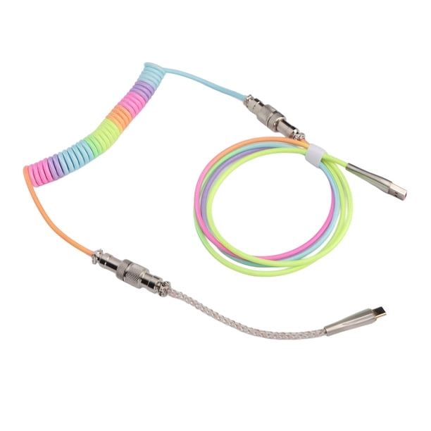 Custom Spiral Keyboard Cable, RGB Glowing, Retractable Coiled Cable ...