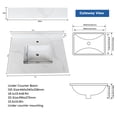 thumbnail image 3 of Montary 31-inch Quartz Bathroom Vanity Top with Undermounted Ceramic Sink & 4 Inch High Backsplash, 3/4" Thick Quartz Stone Vanity Sink Tops with 1 Pre-Drilled Hole, Calacatta White, 3 of 7