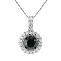 Vir Jewels 1.50 CTTW Black Diamond Pendant Necklace for Women Halo Sterling Silver with Chain