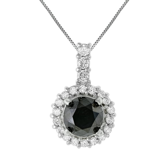 Vir Jewels 2 CTTW Black and White Diamond Round Solitaire Pendant .925 Sterling Silver Female Adult