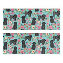 Kitchen Rugs Sets Of 2,Bichon Dog Blue Florals Anti Fatigue Kitchen Mat Rugs Non Slip Washable,Decorative Kitchen Floor Mats for Kitchen,Sink,Laundry,17"X47"